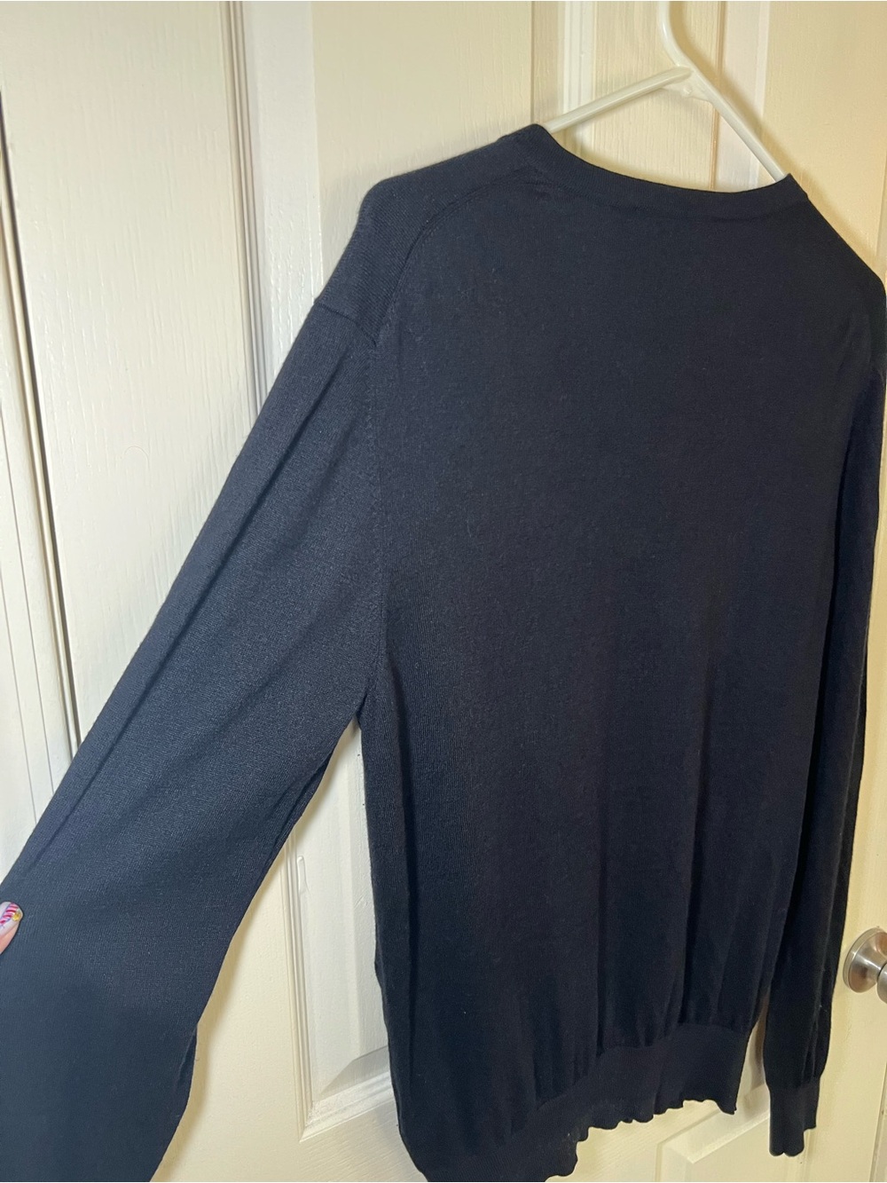 Façonnable Black Silk Cashmere Blend V-Neck Sweater Women’s Large Luxury Knit - Picture 9 of 10